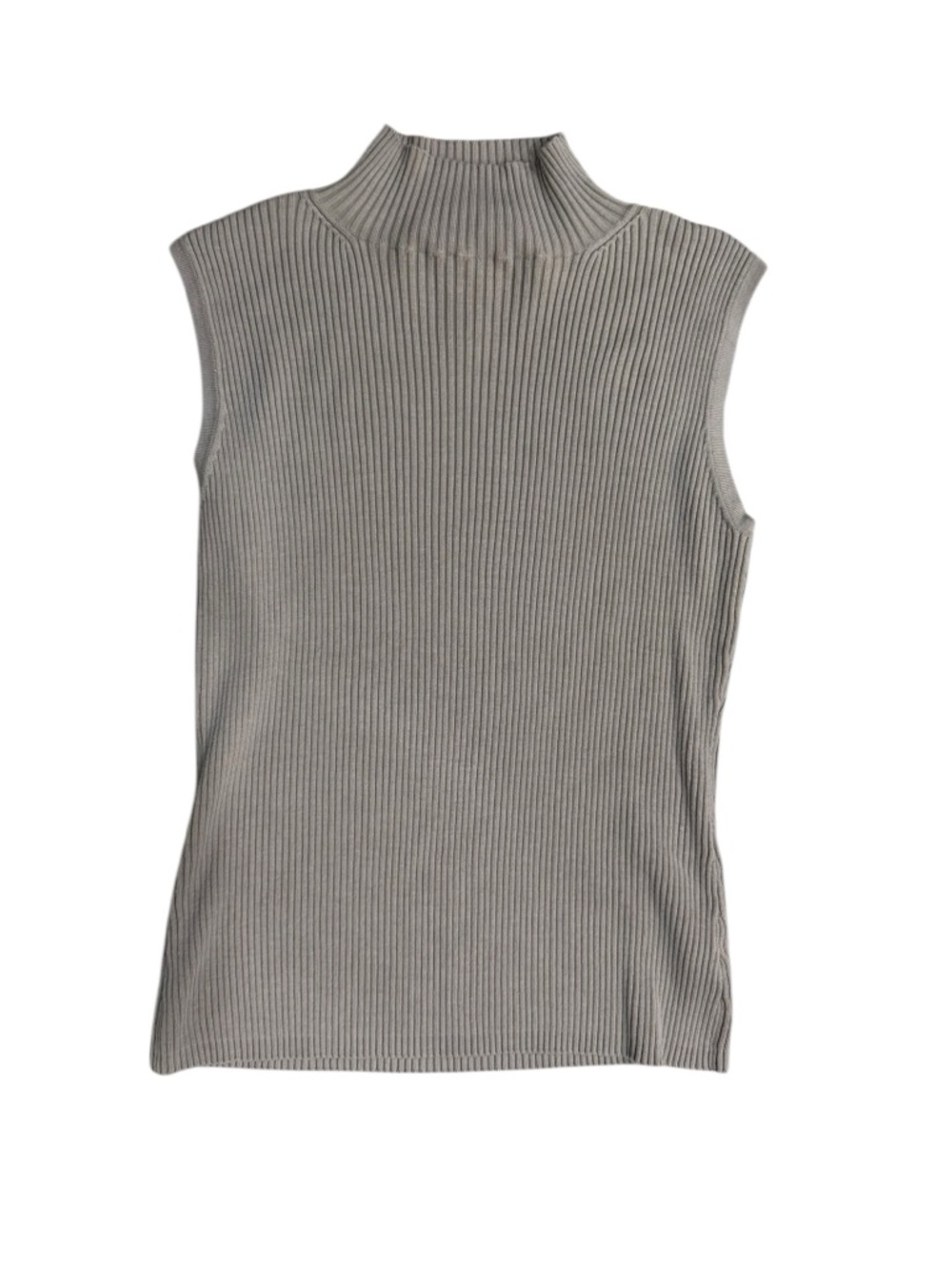 Joseph A. Vintage Silk Blend Ribbed Mock Neck Tank Top beige Large